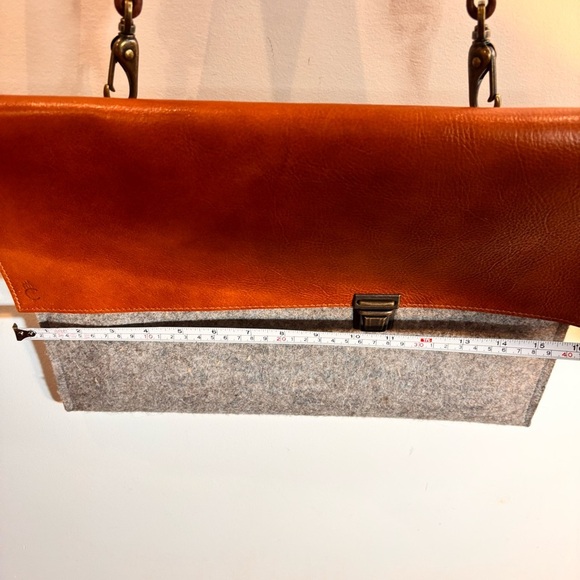 Messenger Leather Felt Brown and Gray Crossbody Bag Envelopes Style Unbranded - Picture 3 of 12